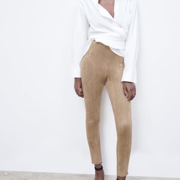 ZARA FAUX SUÈDE LEGGINGS NWT - Picture 1 of 10
